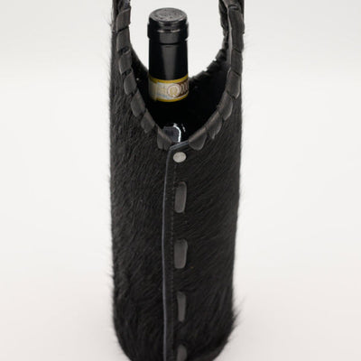 Black Cowhide Wine Tote
