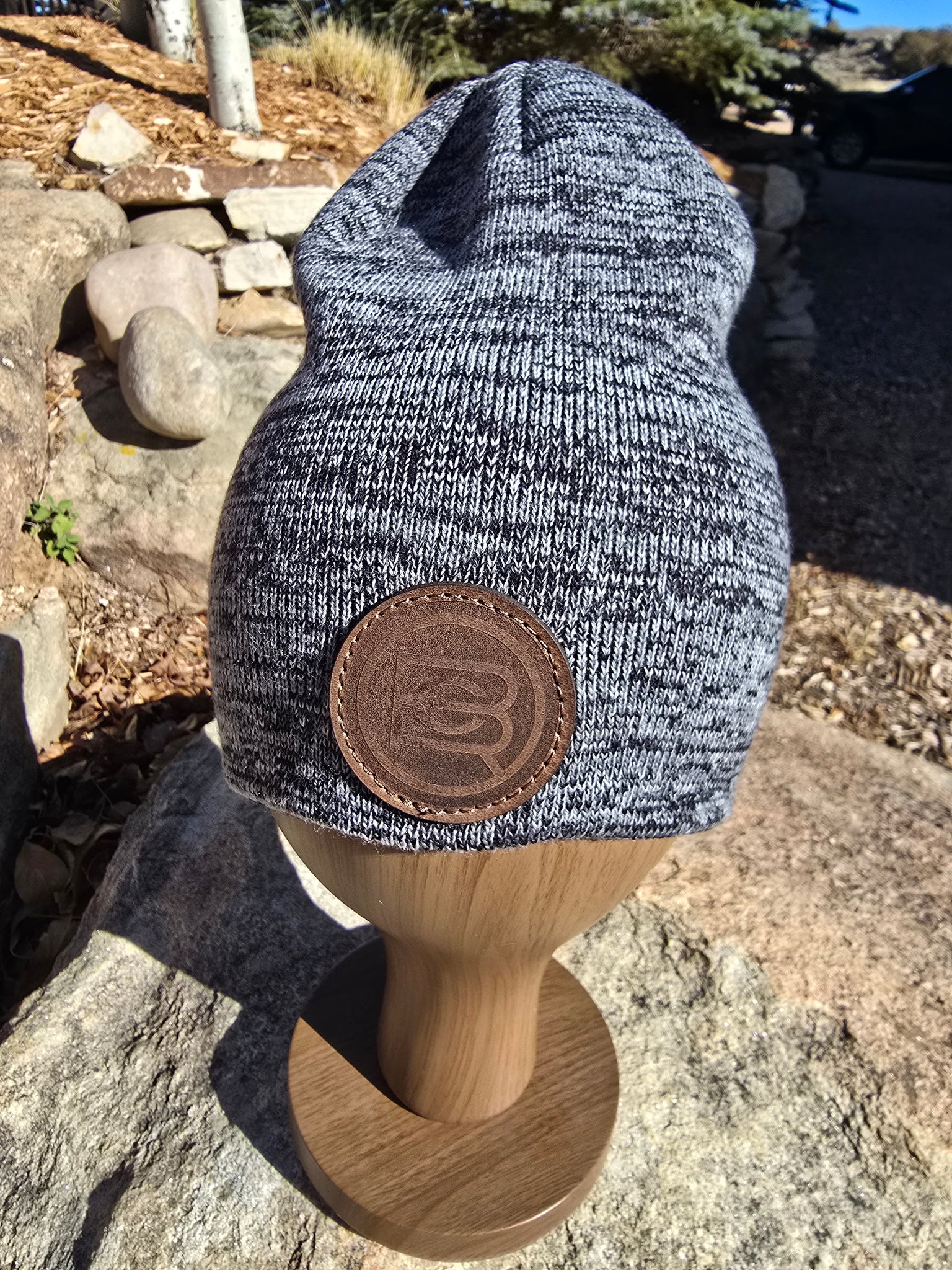 Adult Leather BCR Round Patch Beanie