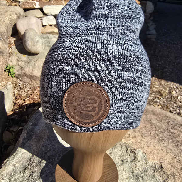 Adult Leather BCR Round Patch Beanie