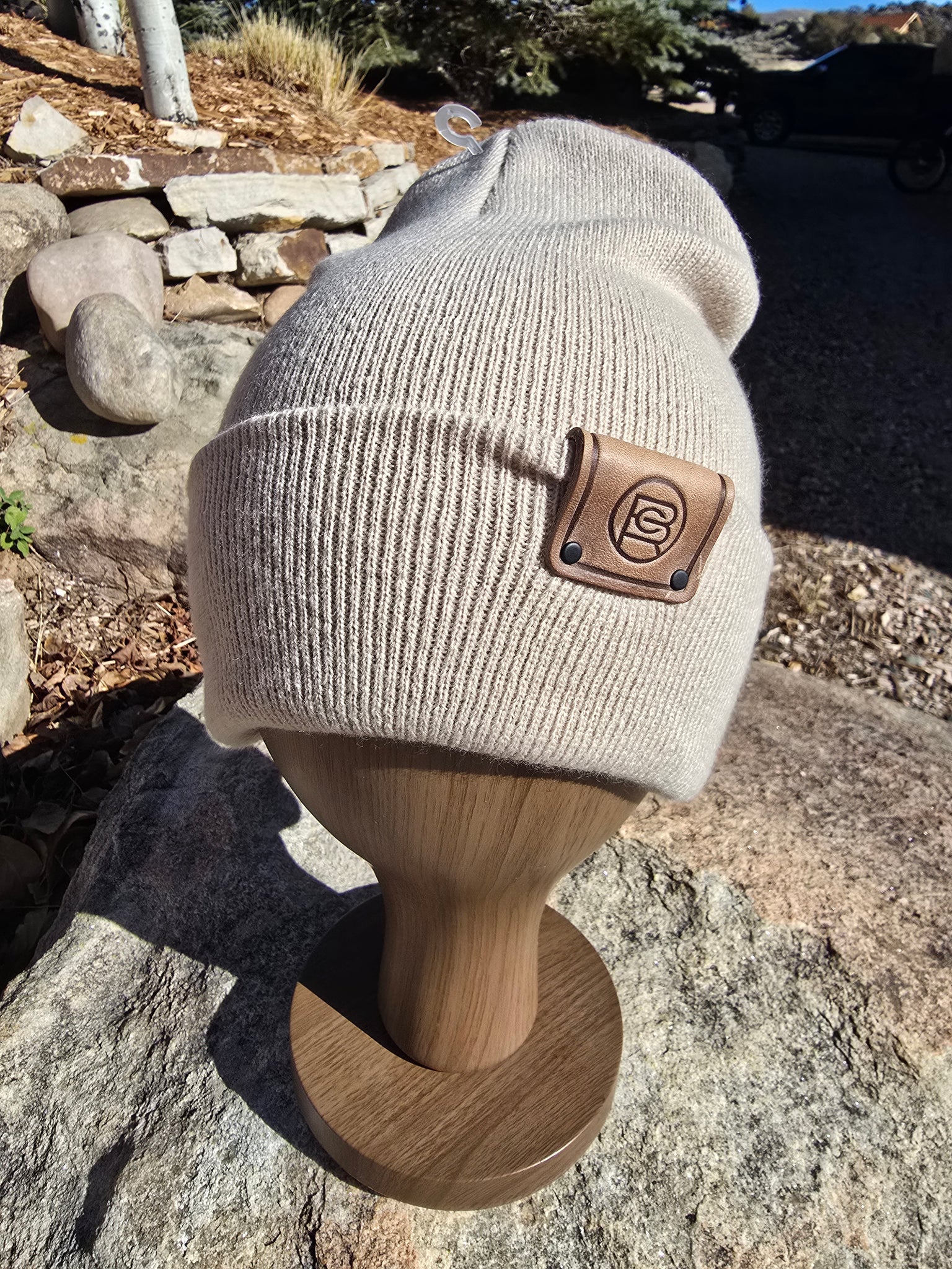 Adult Leather BCR Tab Patch Beanie