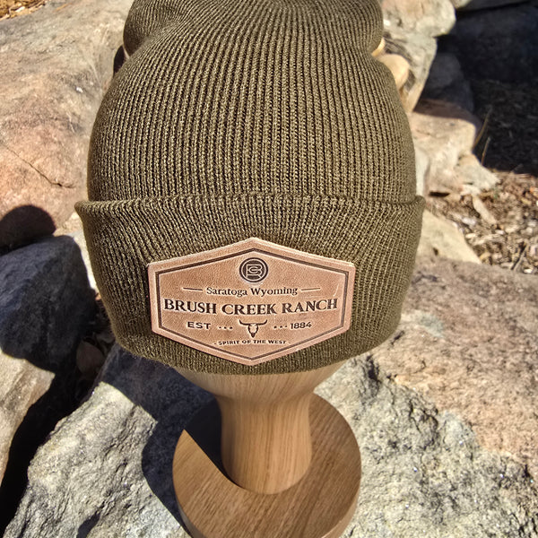 Adult Leather BCR Patch Beanie