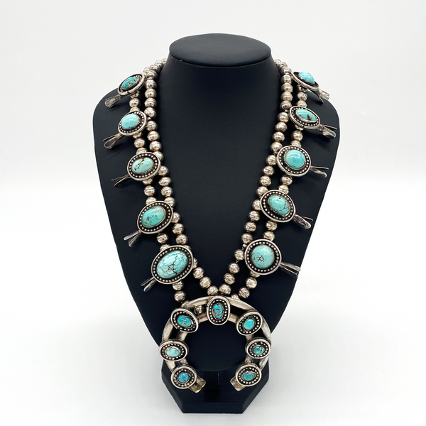 Mixed American Turquoise Squash Blossom Necklace