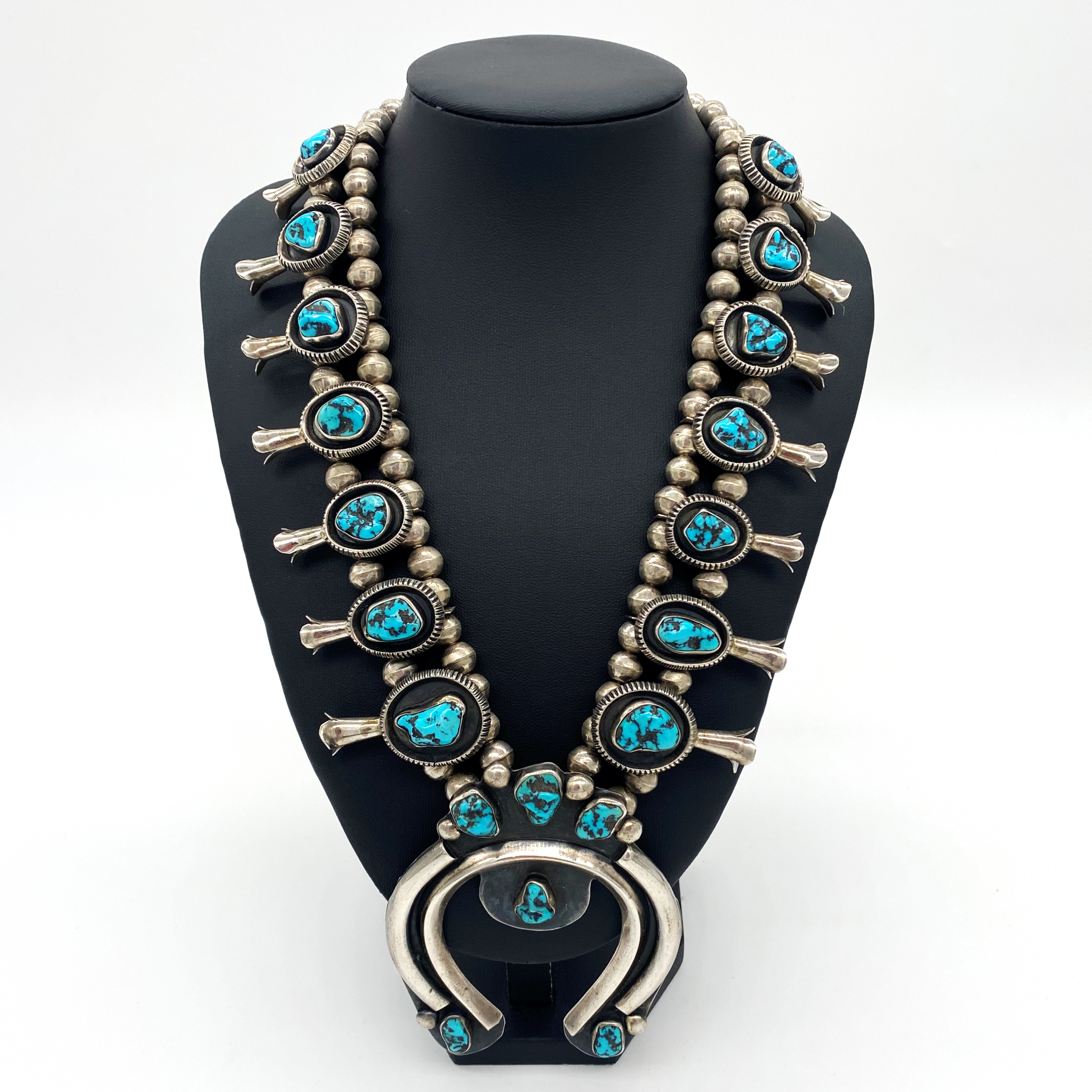 Vintage Nugget Turquoise Squash Blossom Necklace
