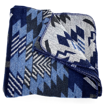 Native American Design Throw Blanket - Blue