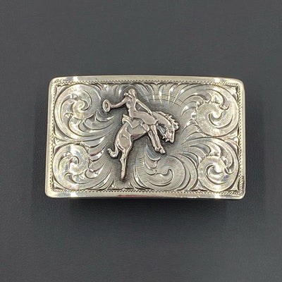 Sterling Silver Bucking Bronc Belt Buckle