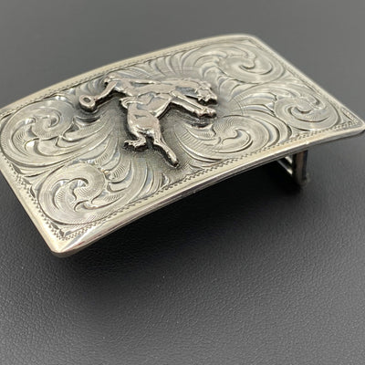 Sterling Silver Bucking Bronc Belt Buckle