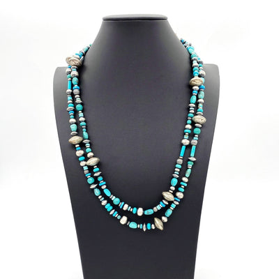 Turquoise Navajo Pearl and Liberty Dime Necklace