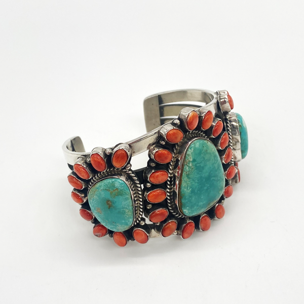 Blue Gem Turquoise and Spiny Oyster Cuff