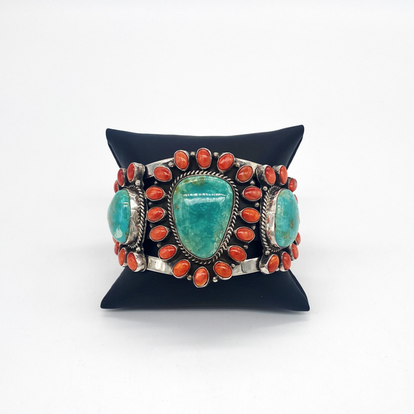 Blue Gem Turquoise and Spiny Oyster Cuff