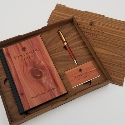Business Gift Sets in Cedar with Lined Paper