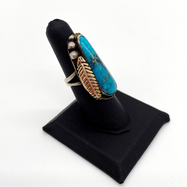Morenci Turquoise and 14K Gold Ring