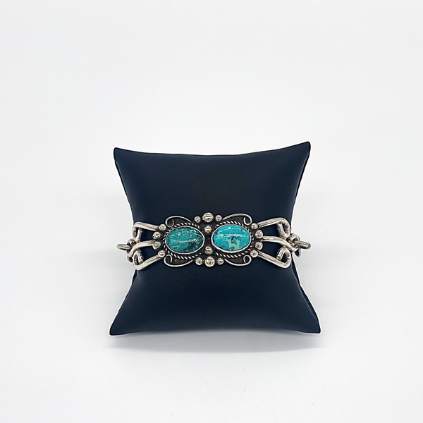 Blue Gem Turquoise Sterling Silver Link Bracelet