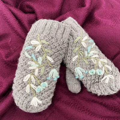 Women's Hand Knit Beanie & Mittens