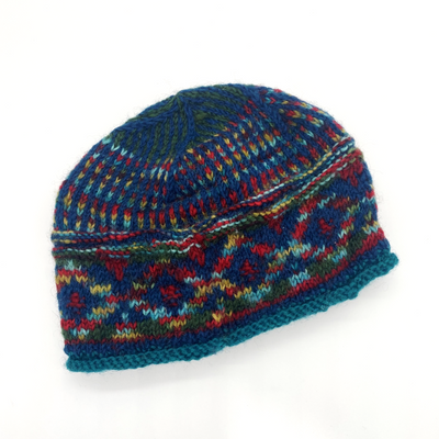 Multicolor Hand Knit Beanie and Mittens