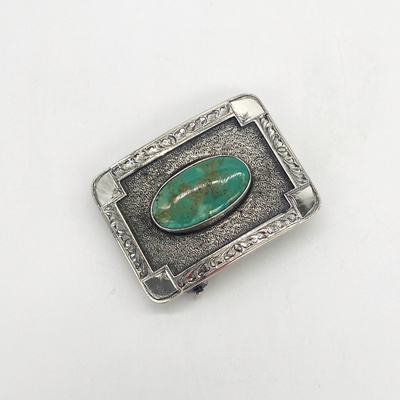 Sabine Sterling Silver and Turquoise Belt Buckle