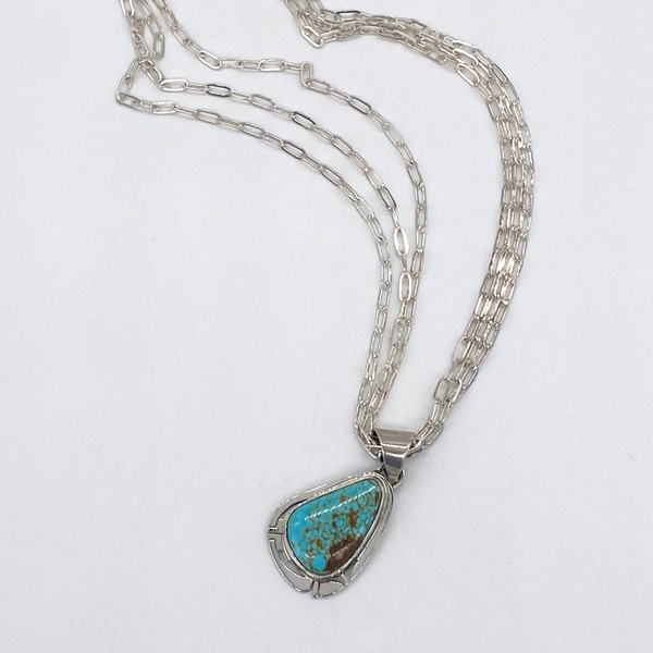 Turquoise Mountain Three Strand Sterling Silver Necklace