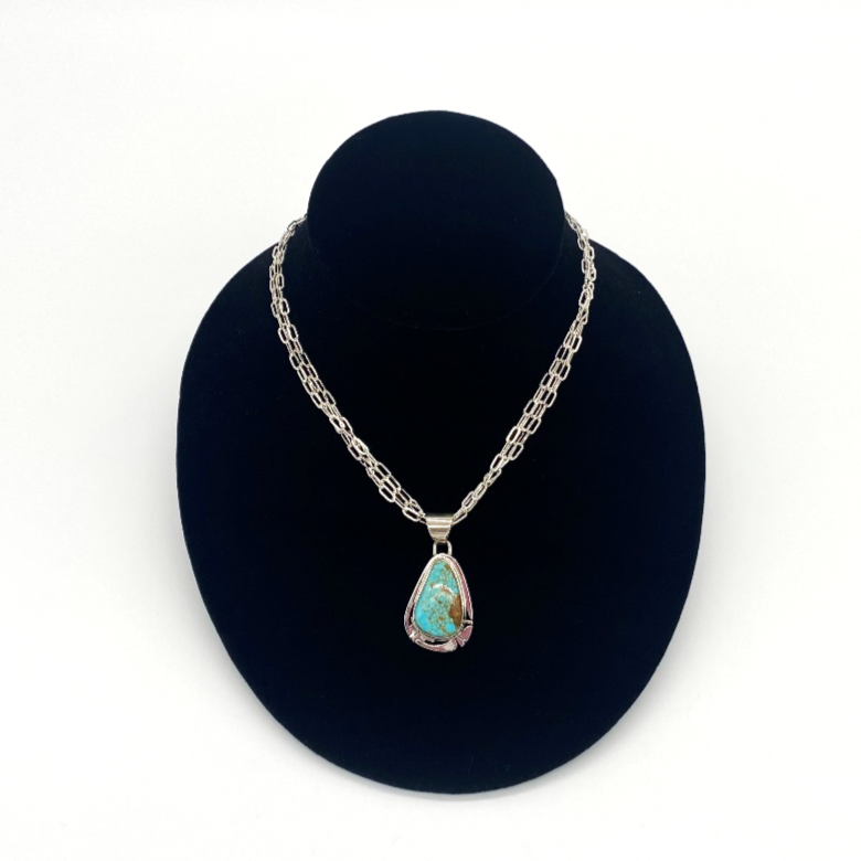 Turquoise Mountain Three Strand Sterling Silver Necklace