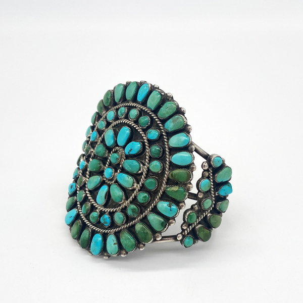 Nevada Turquoise Petit Point Sterling Silver Cuff